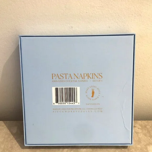 NEW IN BOX! Piecework Pasta Cocktail Napkin Set - Hostess Entertaining Gift - Picture 7 of 8
